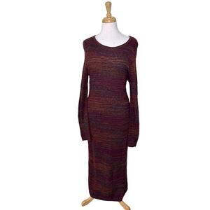 PERUVIAN CONNECTION Santa Rosa Cotton Alpaca Long Sleeve Maxi Dress Large NWT